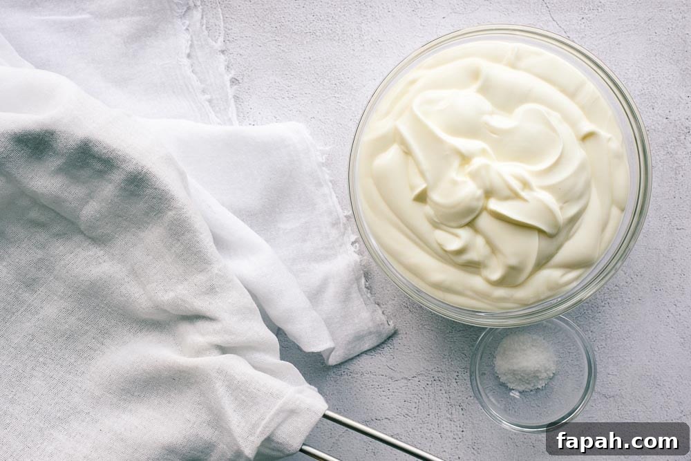 Yoghurt and salt in bowls, ready to be mixed and strained for labneh.