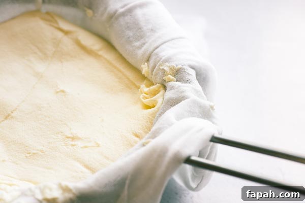 Strained yoghurt after 12 hours.