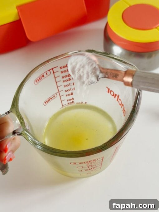 Whisking stock and cornflour