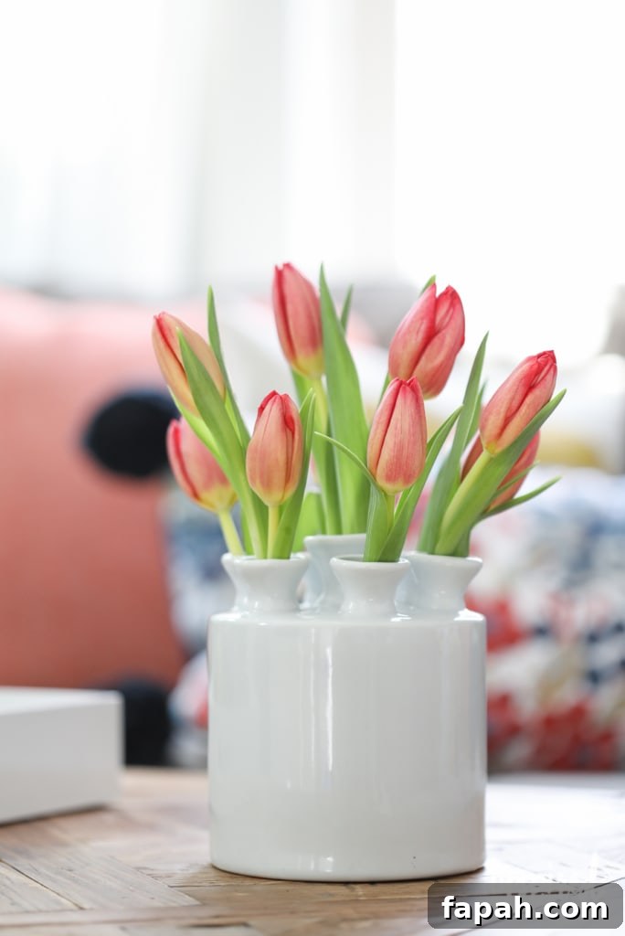 Complete Guide to Flower Arranging: Techniques, Tips & Styles 12 Tulipiere Flower Vase with peach tulips.