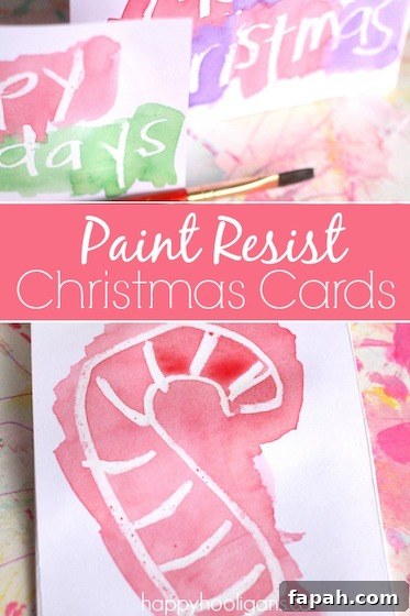 Paint Resist Christmas Cards