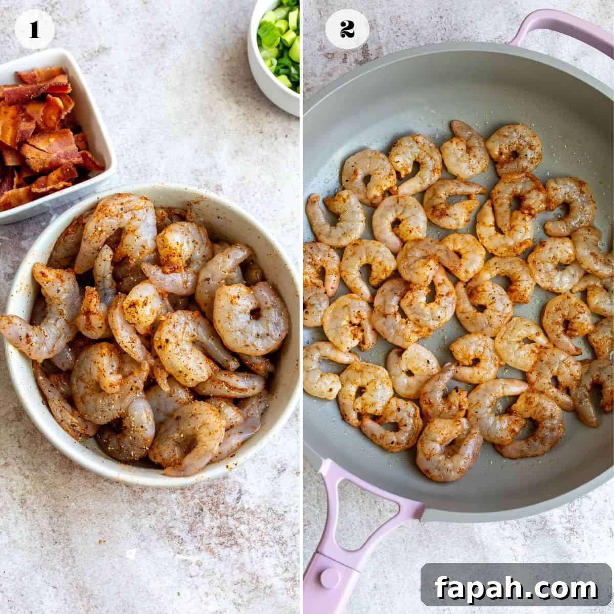 Steps to make Mango shrimp salad in a skillet. 