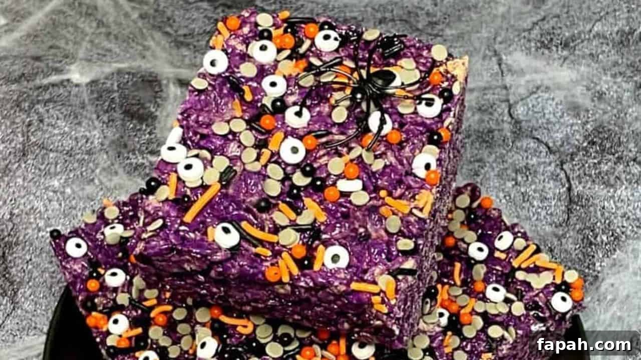 Ube Halloween Rice Krispie Treats.