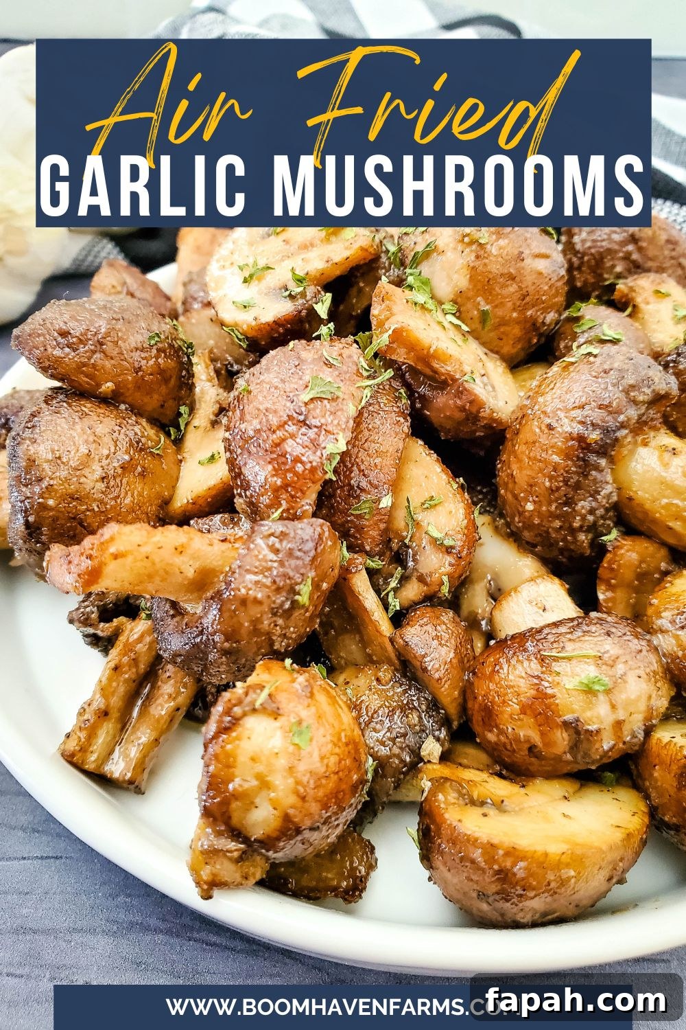 Air Fryer Garlic Mushrooms — Low‑Carb Side Dish 2 platter of air fried mushrooms
