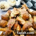 Air Fryer Garlic Mushrooms — Low‑Carb Side Dish 8 air fried mushrooms on a platter