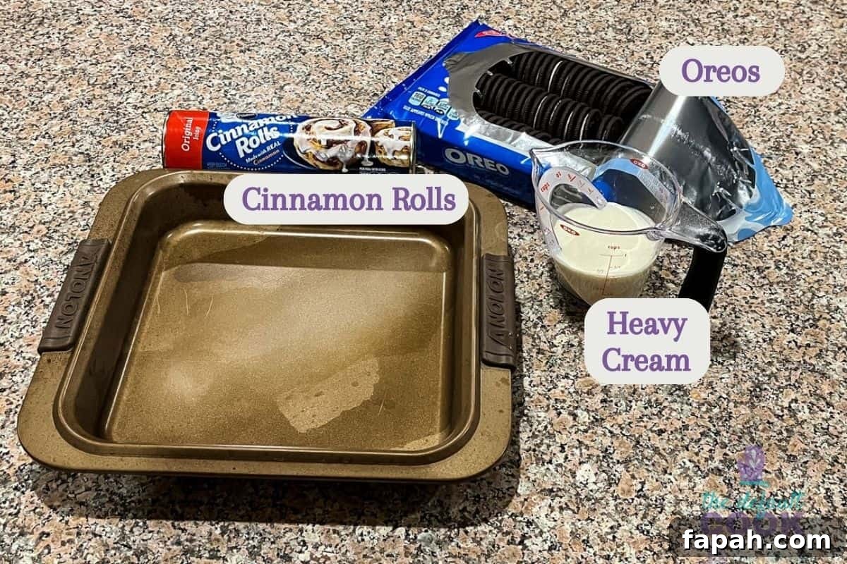 Ingredients and baking pan on a kitchen counter.
