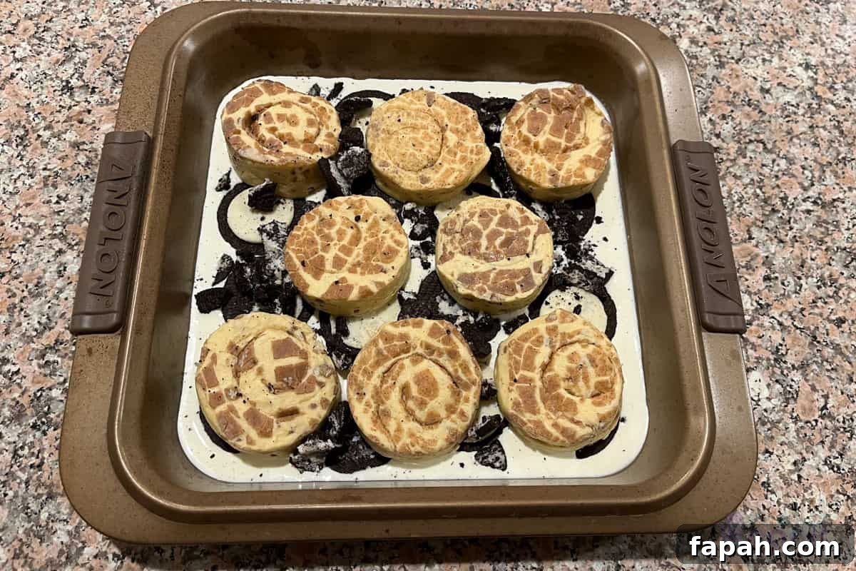 Baking pan with all ingredients in it ready for the oven.