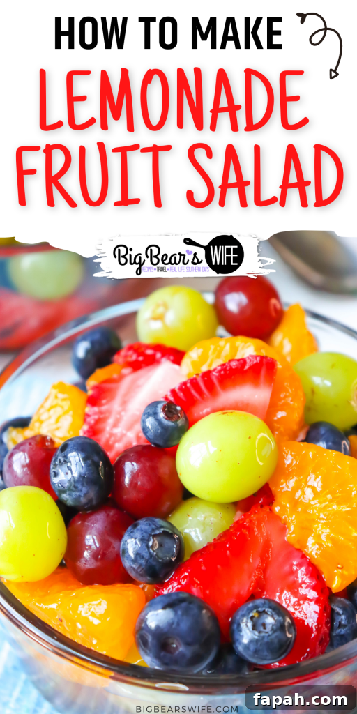 This easy Lemonade Fruit salad is made with fresh fruit and frozen lemonade, for that perfect summer fruit salad!