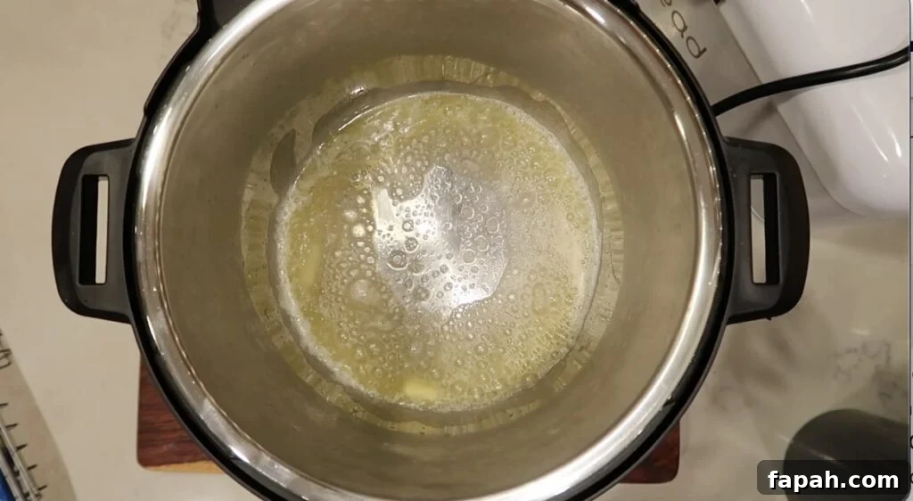 Butter heated and melted