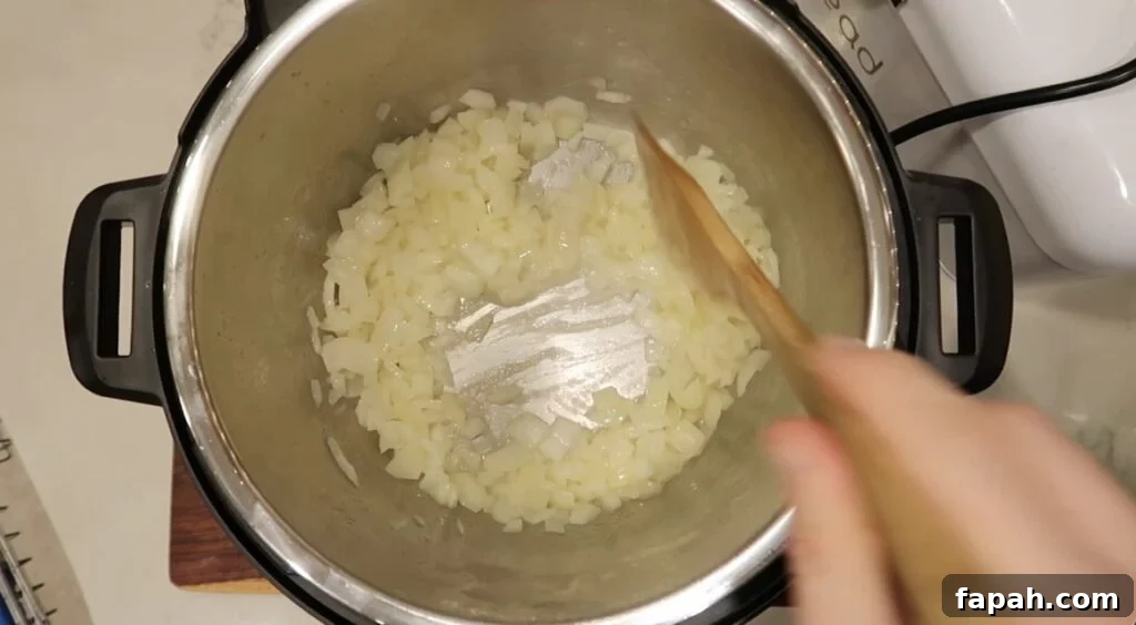 Sautéing onion in butter