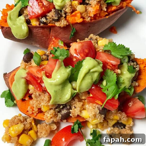 avocado creamy dressing on sweet potato