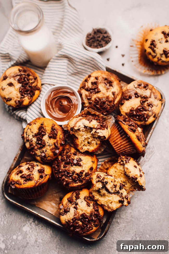 Nutella swirl in muffin batter