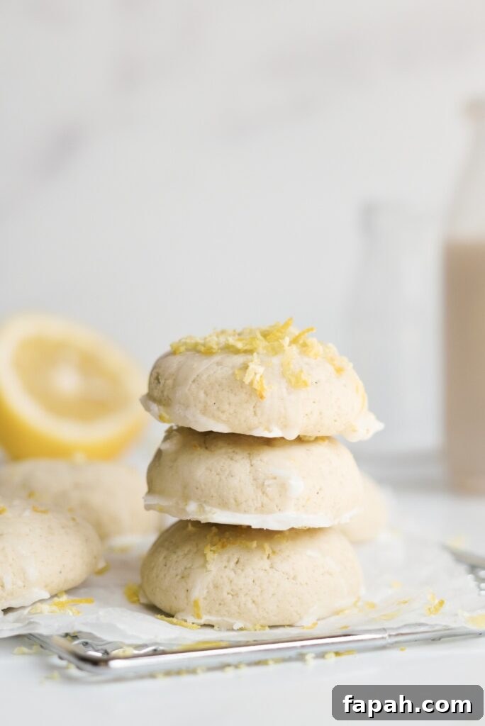 stack of lemon sugar cookies