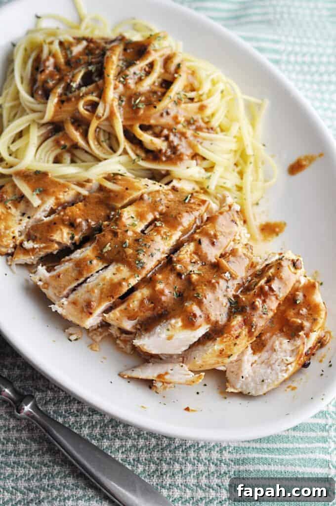 Chicken Breast with garlic sauce and pasta