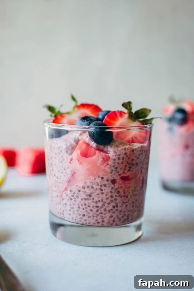 Creamy Watermelon Chia Pudding Recipe for Summer Refreshment 3 A simple and healthy recipe for creamy watermelon chia seed pudding made with minimal ingredients, and packed with juicy summertime flavor to keep you happy and healthy!
