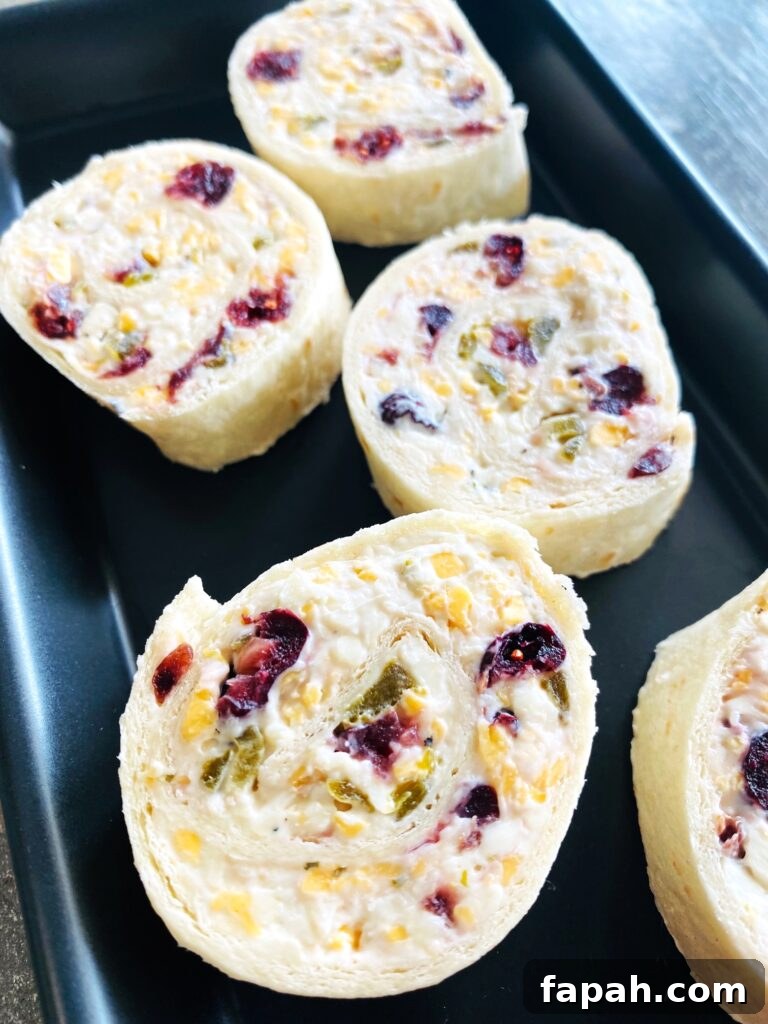 Spicy Jalapeño Cranberry Pinwheels — Party Appetizer Recipe 8 Jalapeno Cranberry Pinwheels
