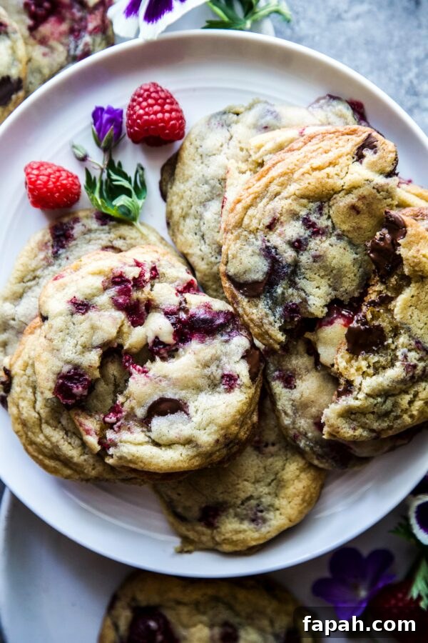 Dark Chocolate Raspberry Drop Cookies