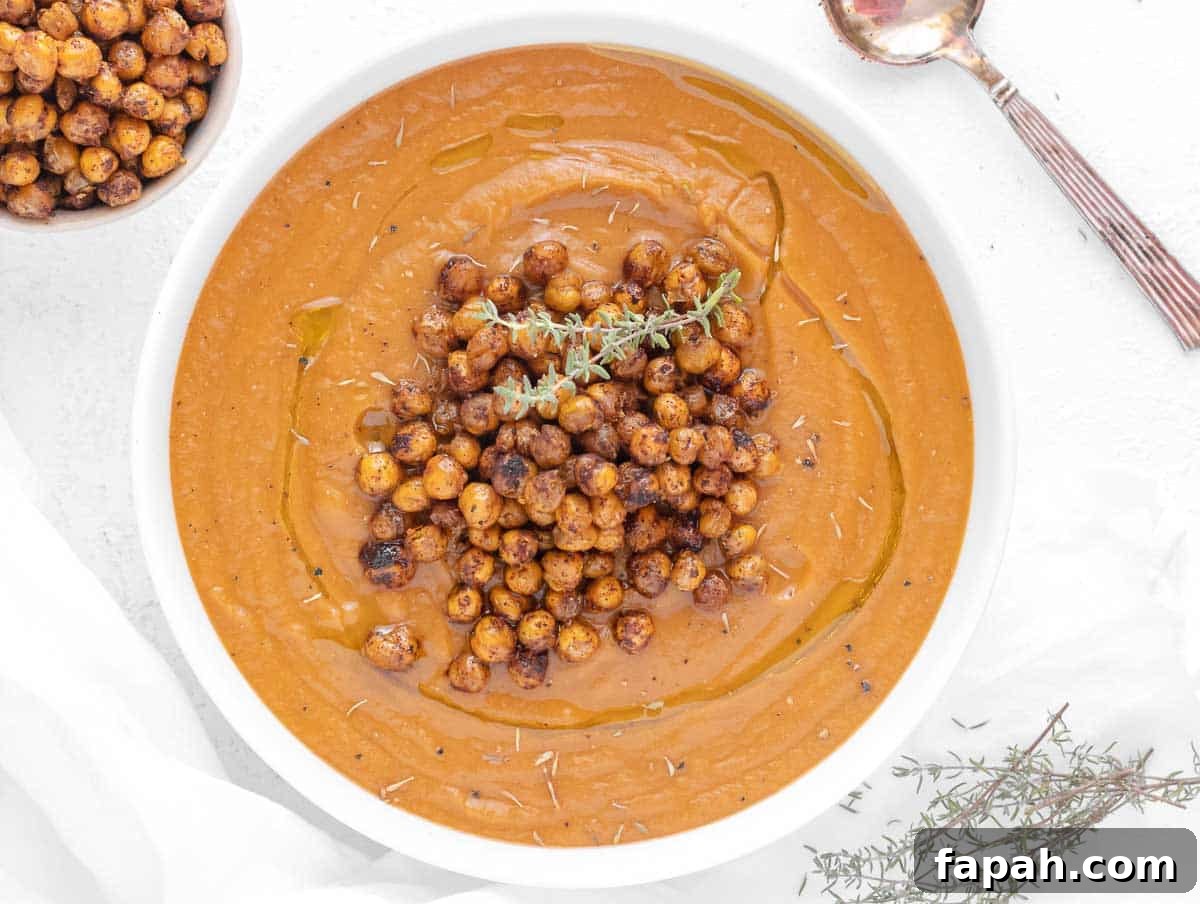 eggplant soup with crispy roasted chickpea
