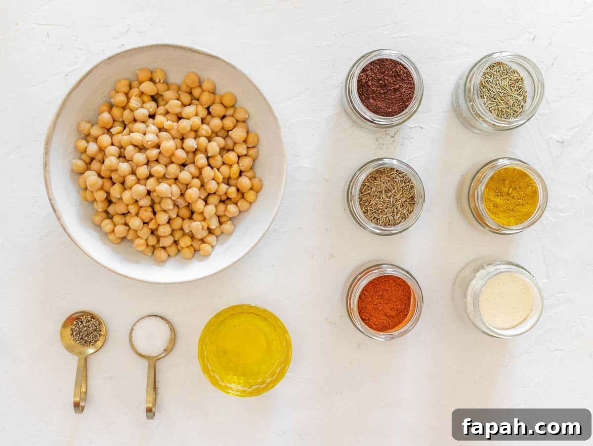 ingredients for oven-roasted chickpeas