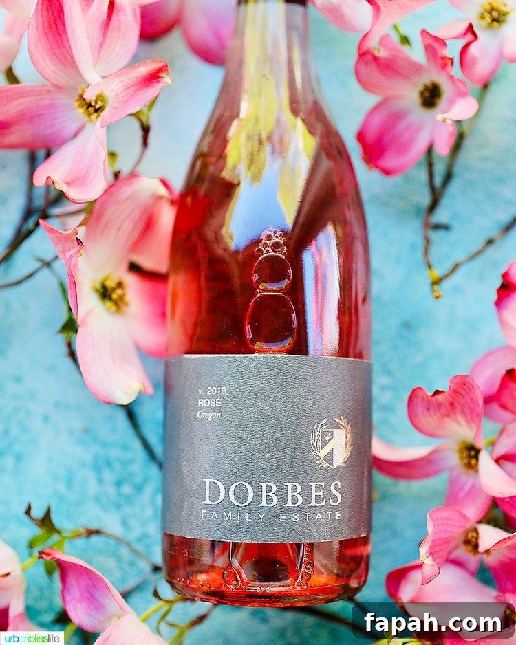 Dobbes Rosé bottle with flowers