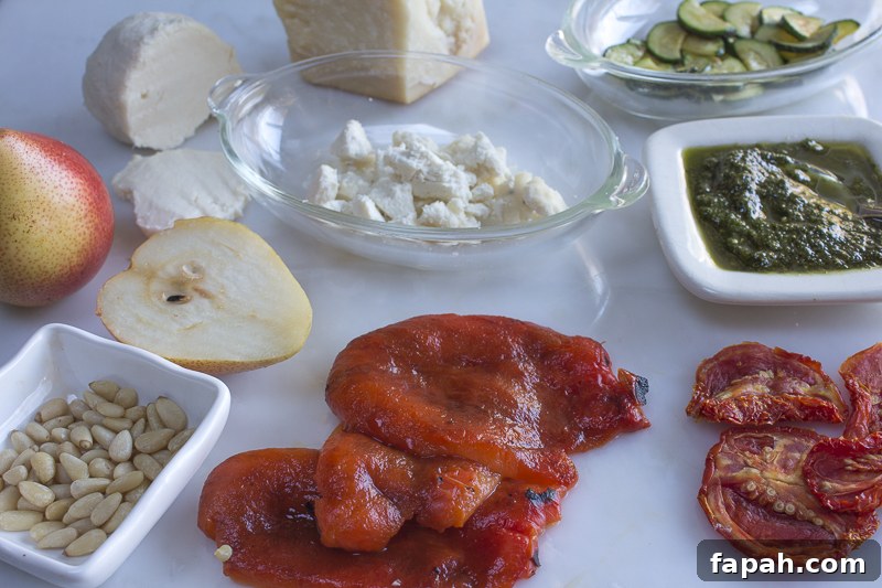 Ingredients for the Red, White & Green Toppings