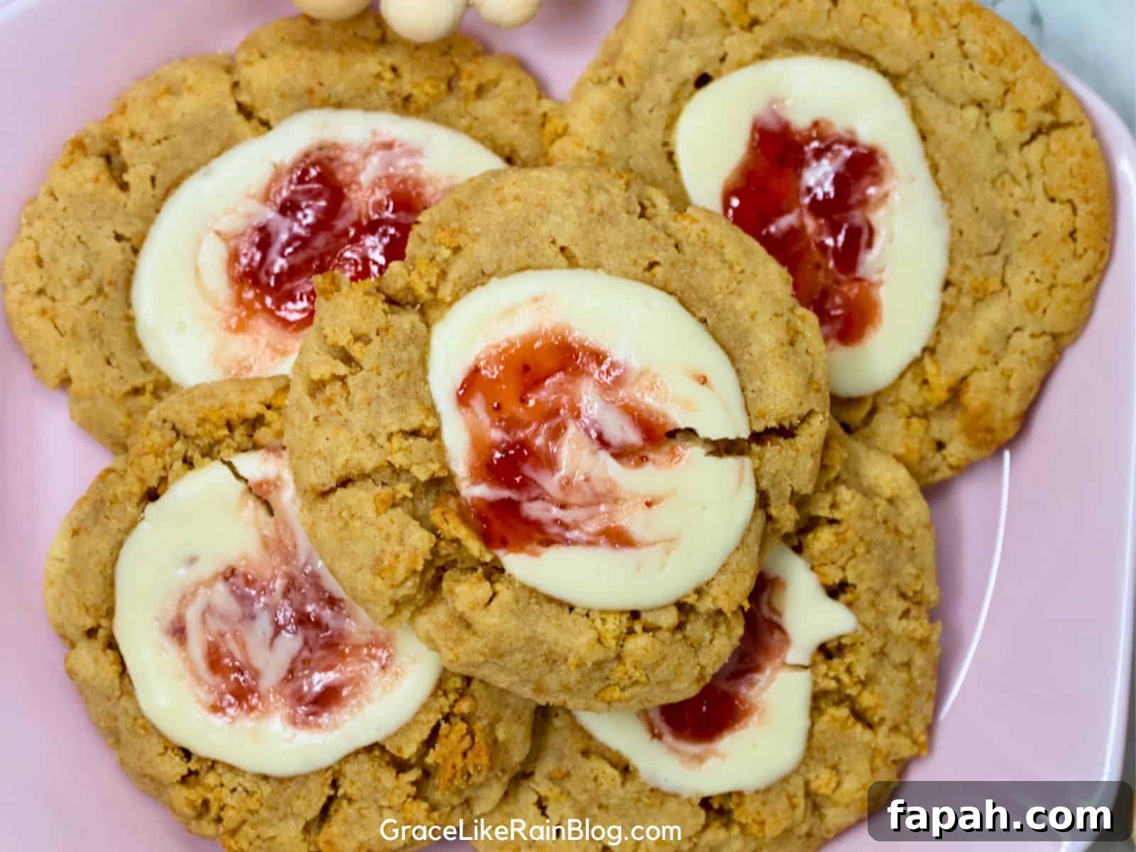 Classic Italian Pinch Cookies (Pizzelle-Inspired Biscotti) 8 raspberry cheesecake thumbprint cookies featured image
