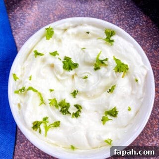 garlic truffle aioli in a white bowl