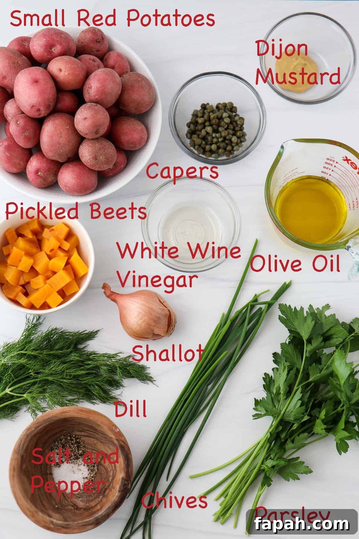 Labeled ingredient for Herbed Potato Salad with Capers and Pickled Beets