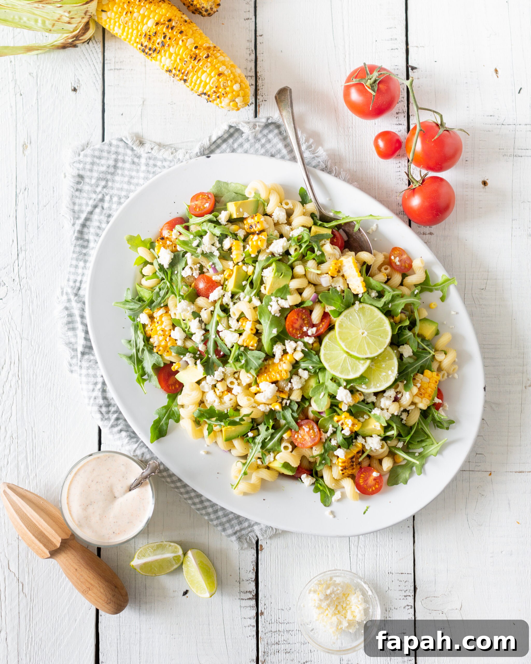 Grilled corn pasta salad