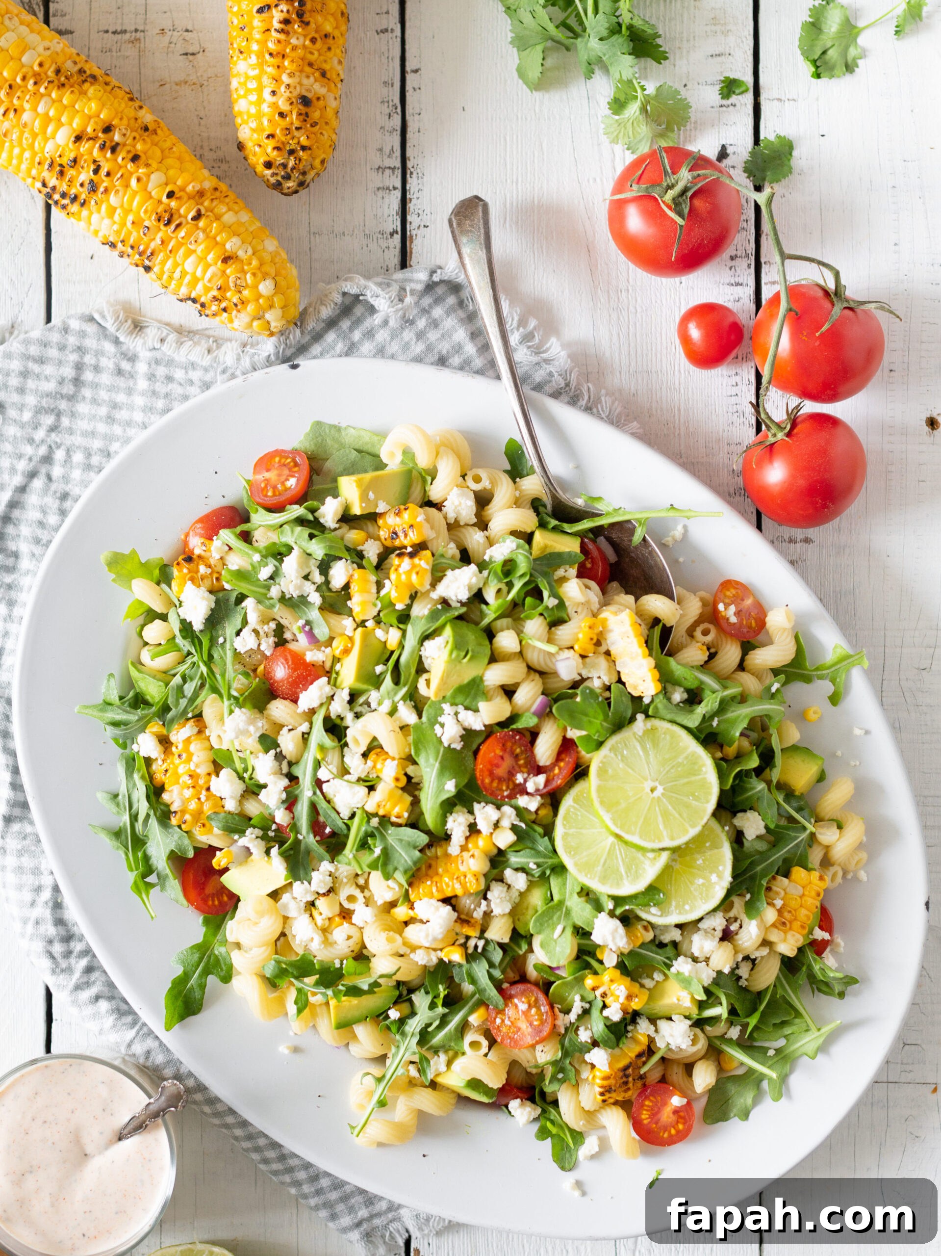 Served pasta salad