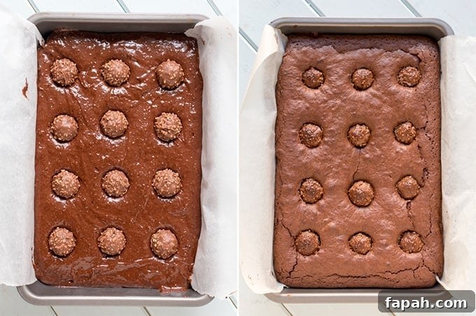 Decadent Ferrero Rocher Brownies with Milk Chocolate Ganache 4 ferrero-rocher-brownies-prep-collage