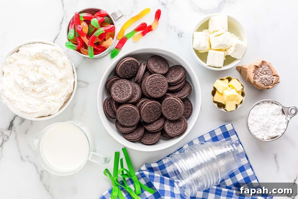 Ingredients for dirt cake cups.