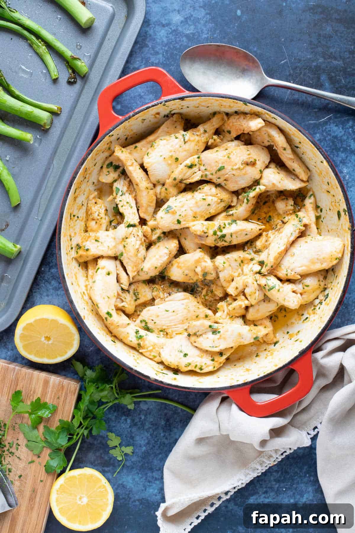 Garlic Butter Chicken Tenders: Crispy Pan-Seared Recipe 2 Garlic butter chicken strips garnished with parsley.