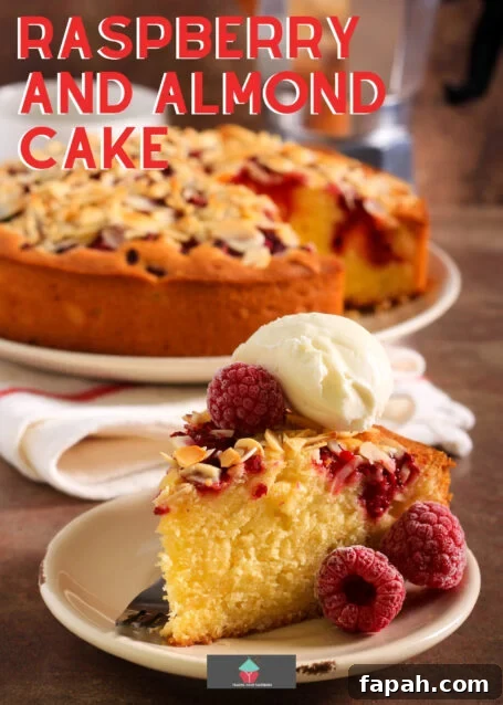 Raspberry and Almond Cake. This Raspberry and Almond Cake is an easy recipe with soft almond sponge with a scattering of fresh raspberries throughout and topped with toasted almonds. A delicious afternoon tea treat.