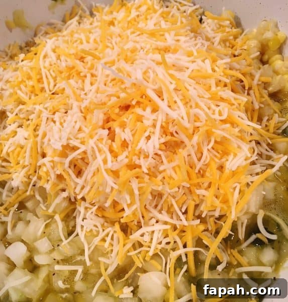 Addition of cheddar cheese to casserole mixture