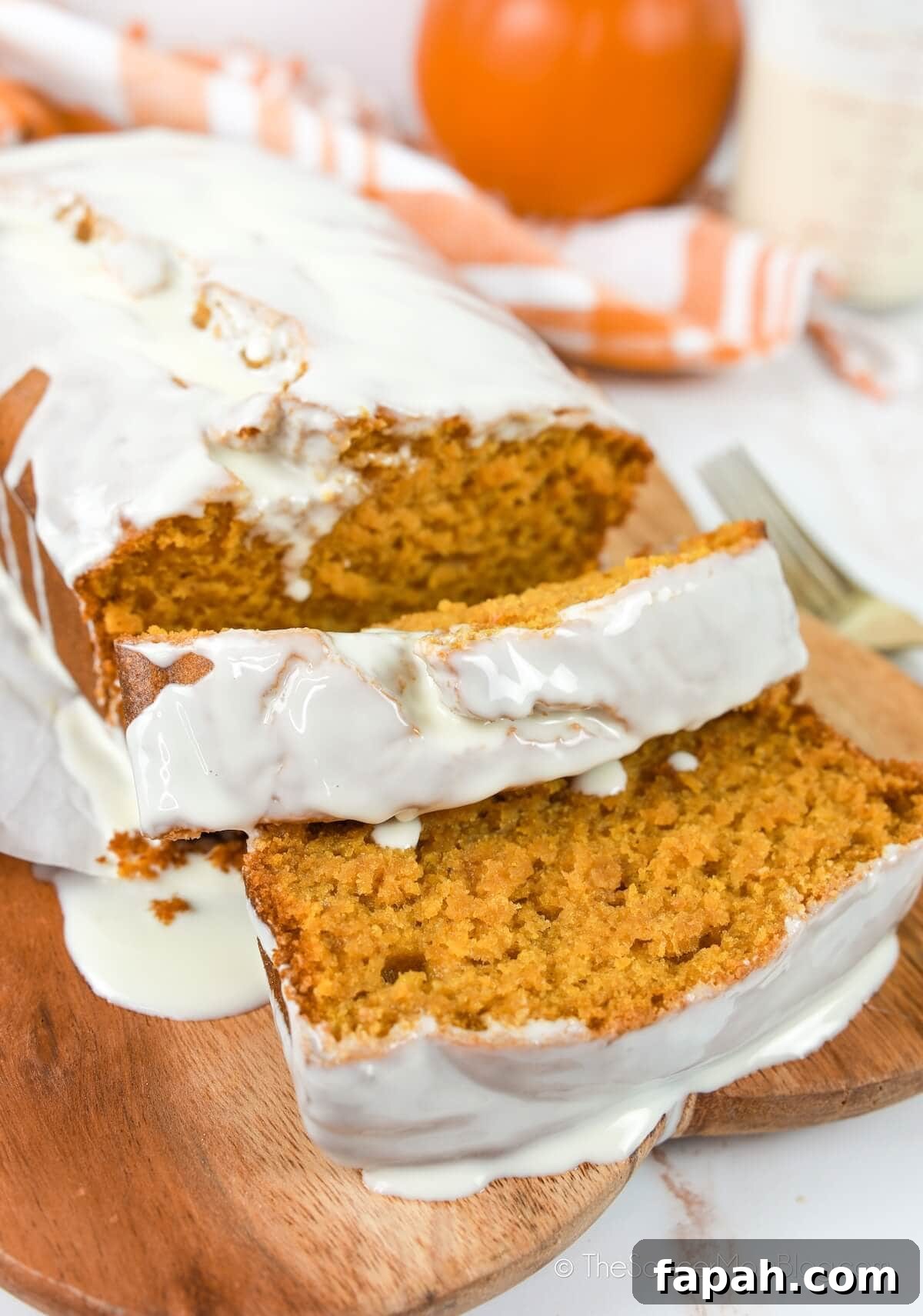Ultimate Gluten-Free Pumpkin Bread Recipe for Moist Fall Loaves 2 sliced pumpkin bread with white chocolate glaze