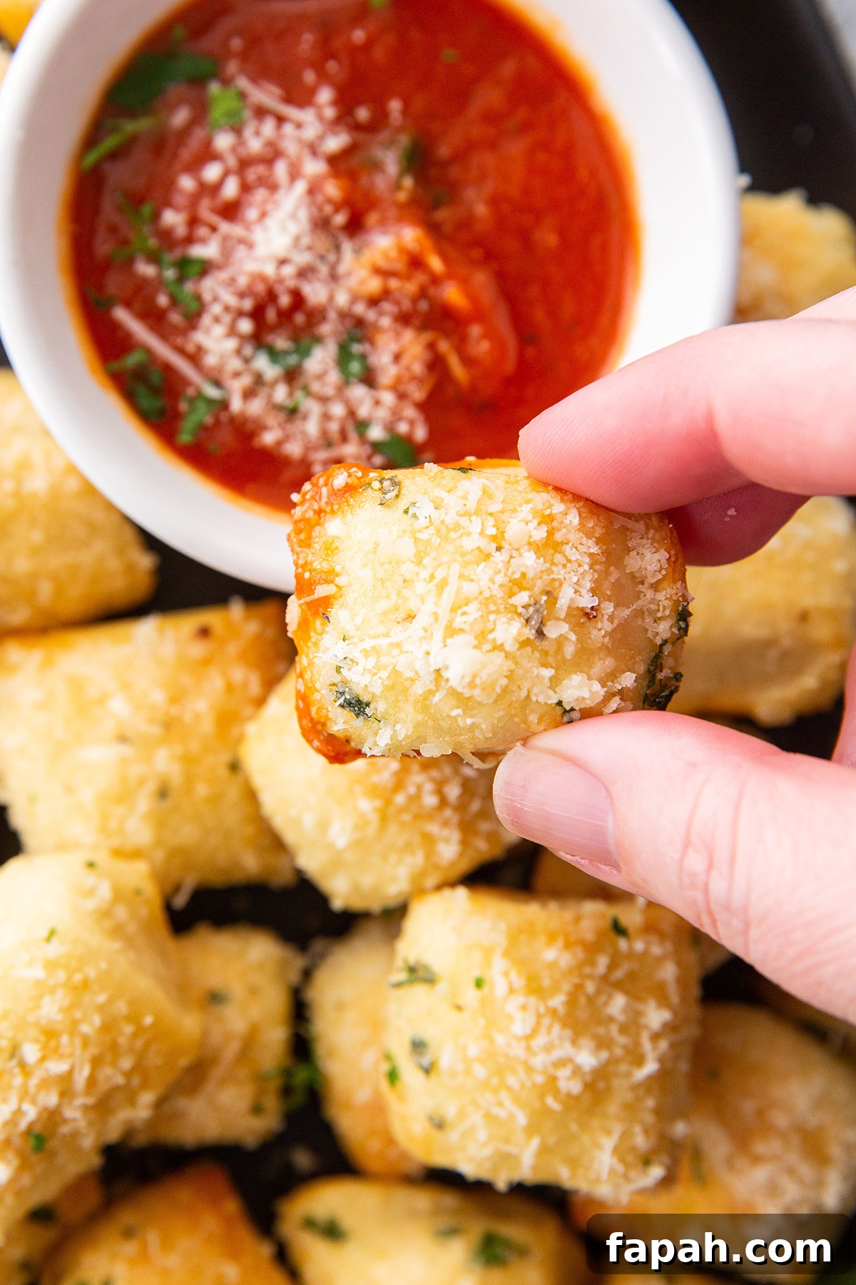 Easy Parmesan Bread Bites with Marinara Sauce