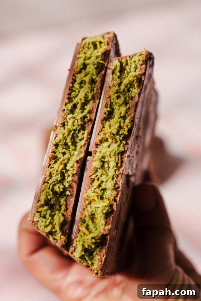 Dubai-Style Chocolate Bar Recipe: Homemade Candy Bar Guide 4 recipe tested dubai chocolate bar broken into two.