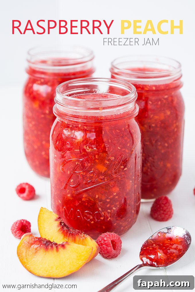 Bottle up the summer with this easy Raspberry Peach Freezer Jam!