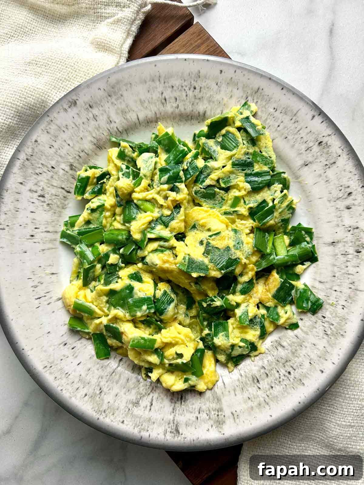 Chinese chives and eggs stir-fry on plate
