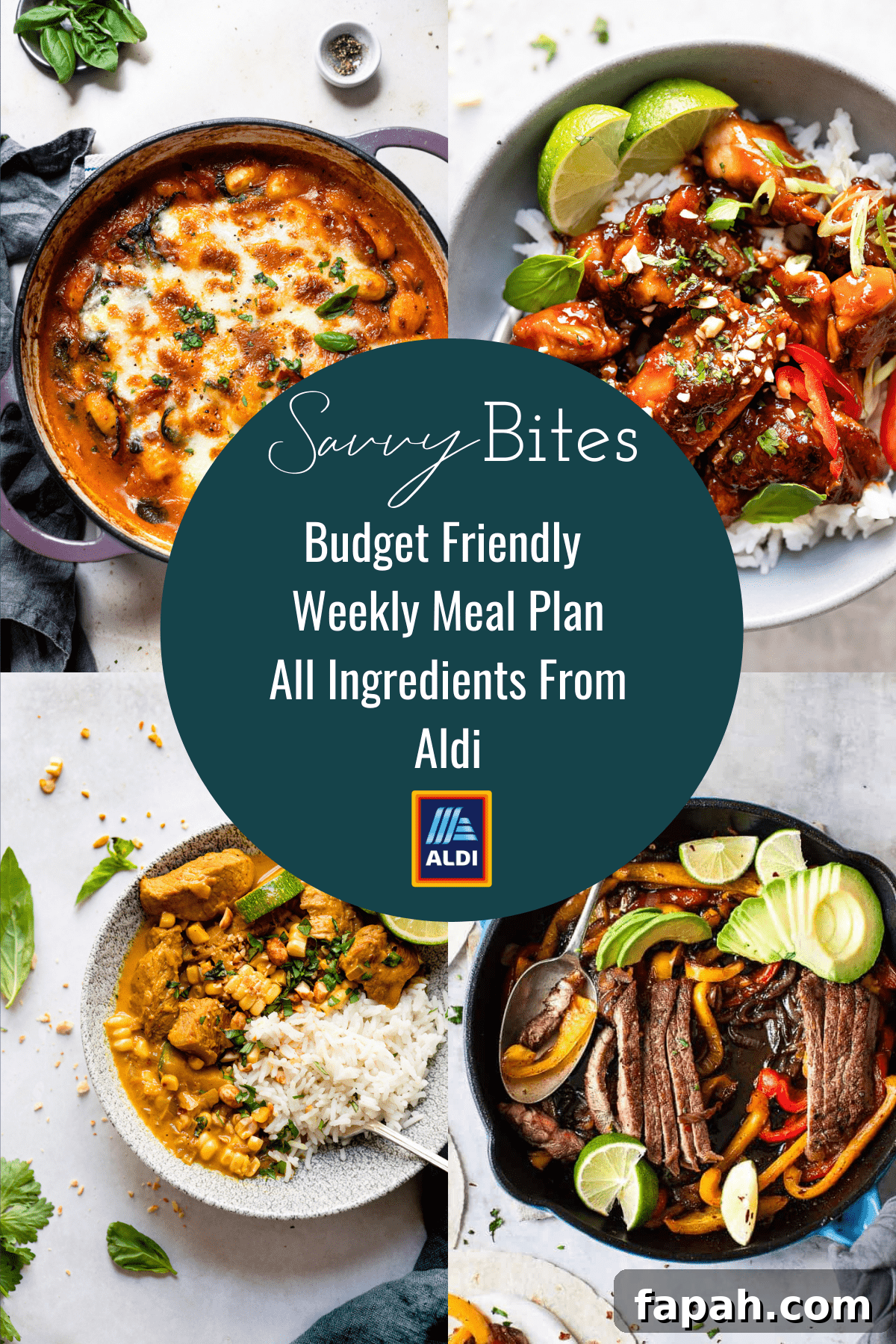 Aldi meal prep collage with text overlay