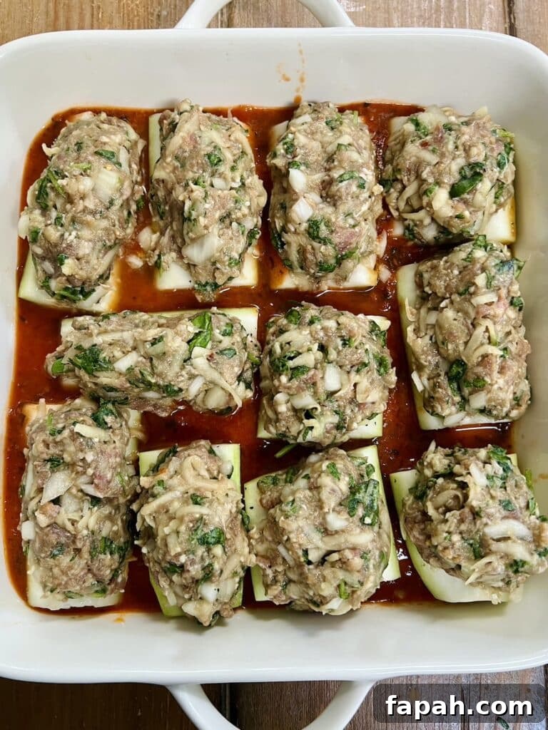 Finished gagootz in white baking dish ready to serve.