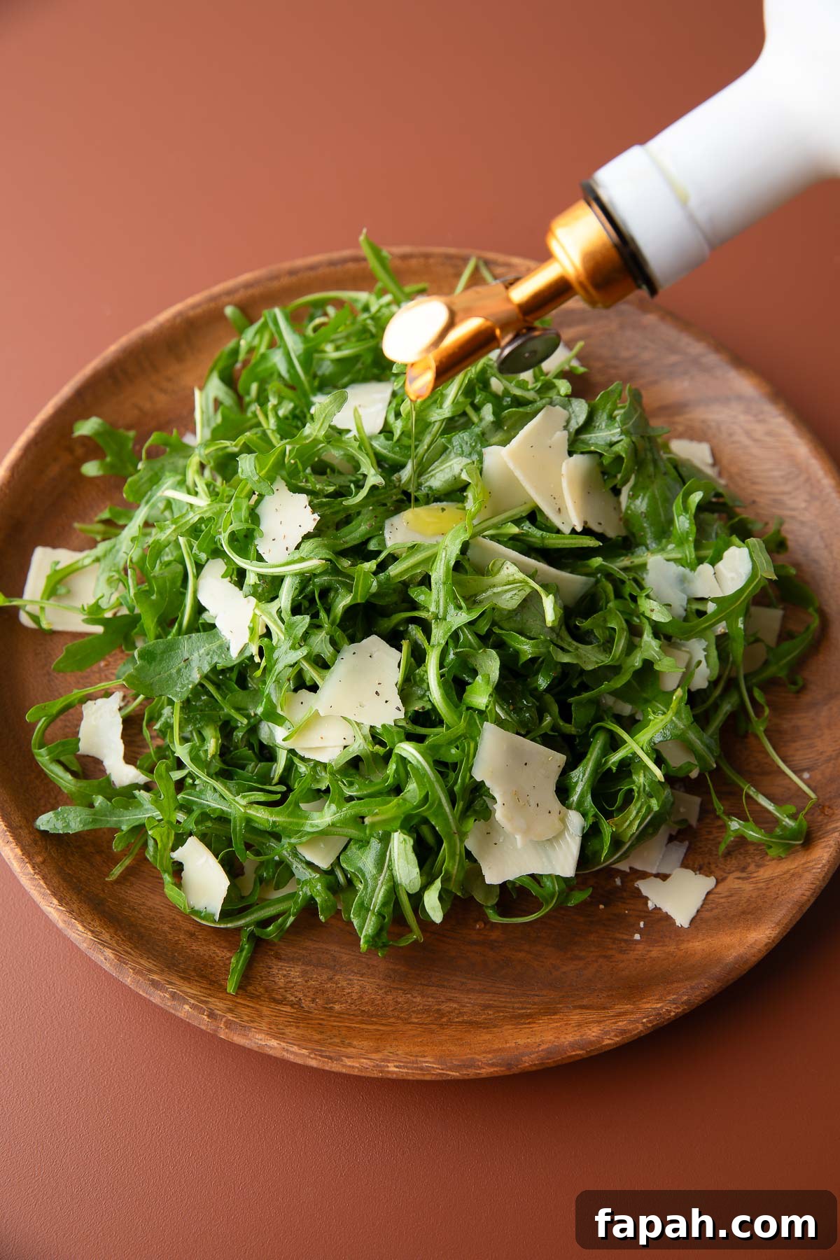 lemon parmesan arugula salad with extra virgin olive oil