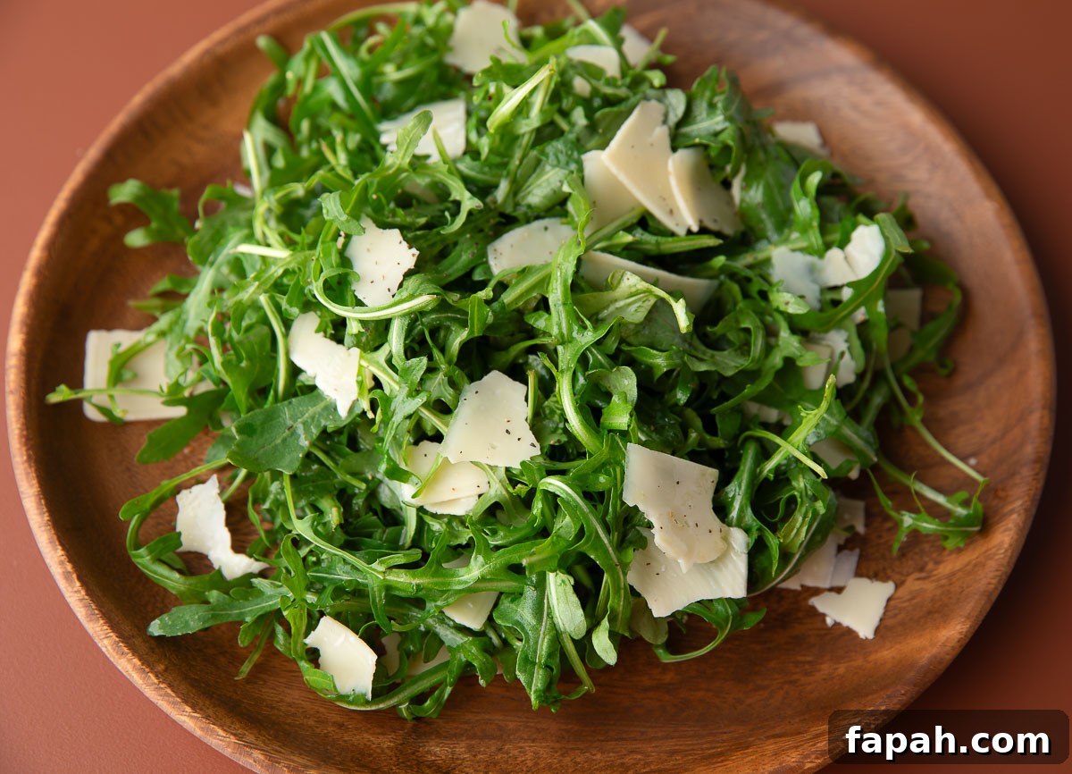 lemon parmesan arugula salad plate