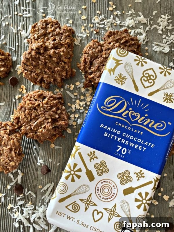 Chocolate Oatmeal Coconut Cookies - with Divine Chocolate