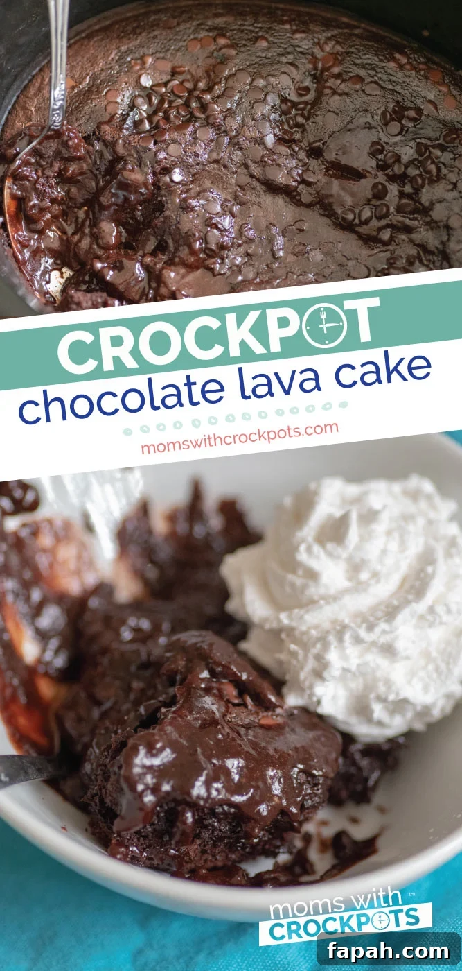 Crockpot Chocolate Lava Cake in the slow cooker - rich, gooey chocolate dessert
