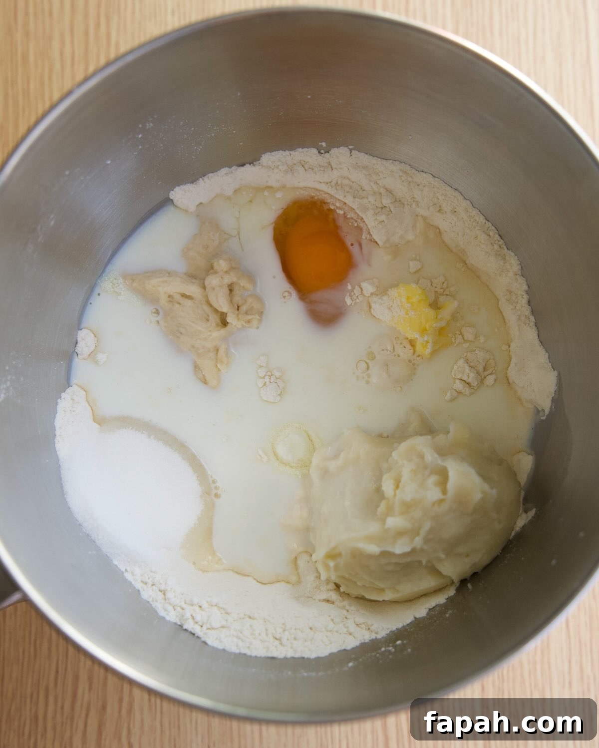all ingredients added to mixing bowl