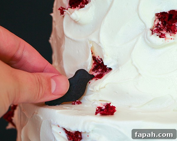 "The Birds" Hitchcock Inspired Bird Attack Cake - super easy and totally creepy for Halloween | by Erin Gardner for TheCakeBlog.com