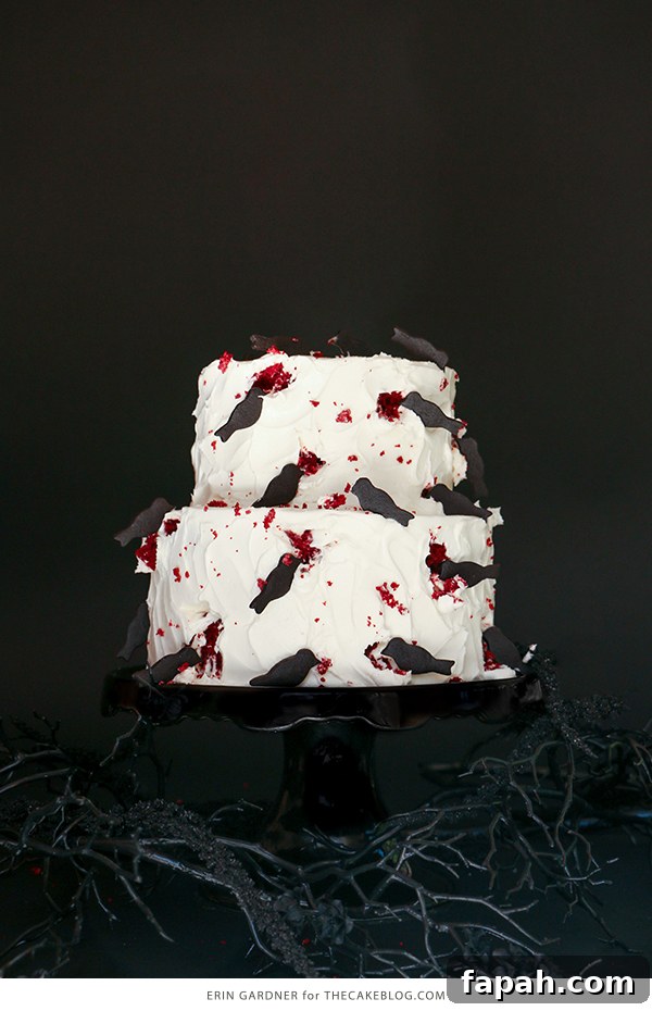 "The Birds" Hitchcock Inspired Bird Attack Cake - super easy and totally creepy for Halloween | by Erin Gardner for TheCakeBlog.com
