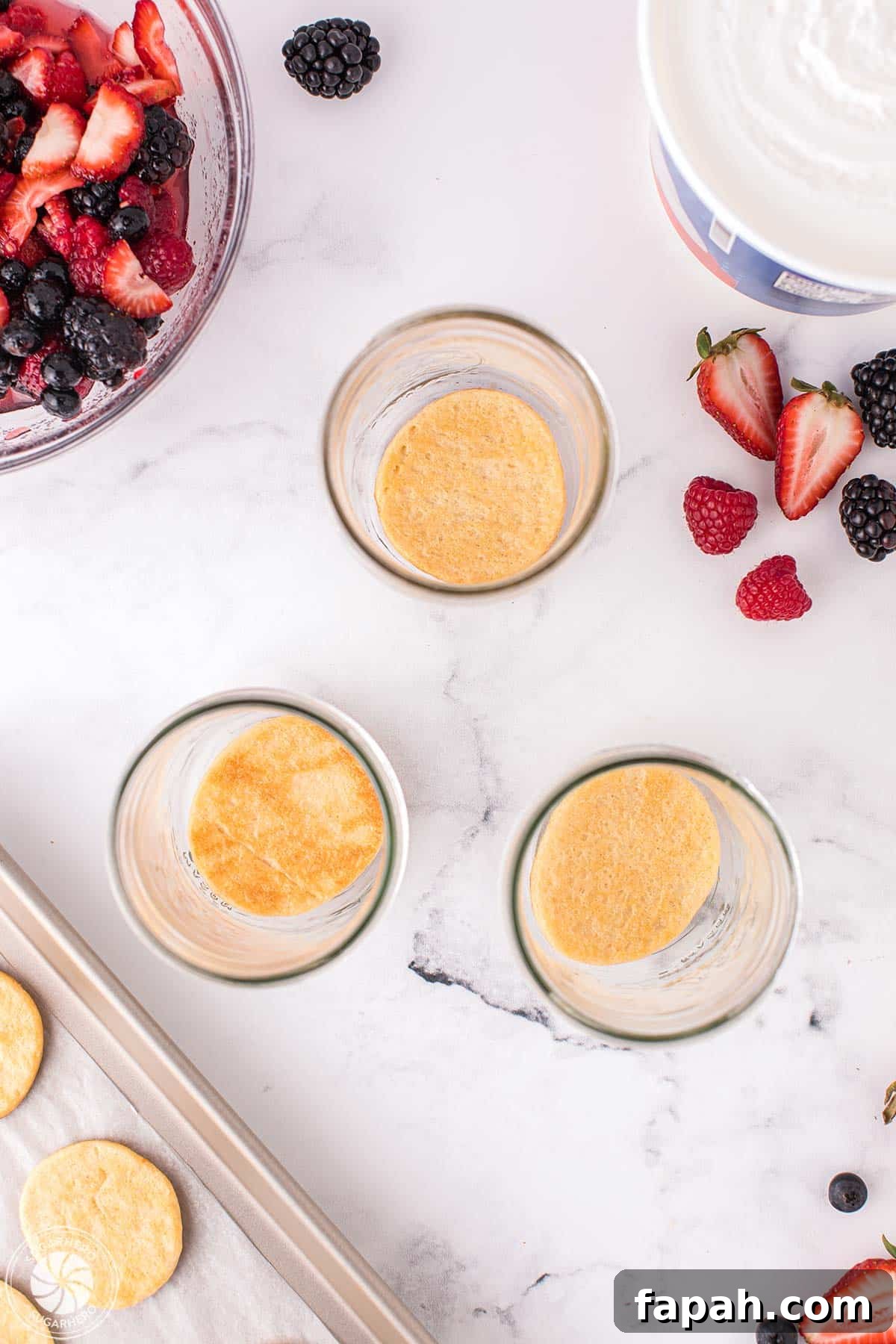Crescent roll discs in the bottom of mason jars.